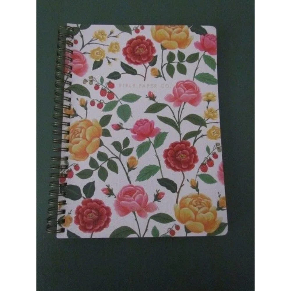 Rifle Paper Notebook & Canvas Fabric Pouch English Rose Motif NEW